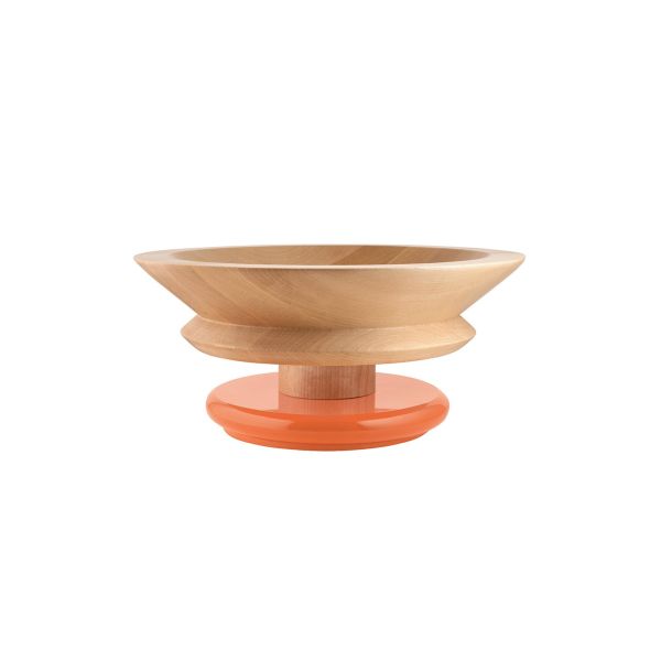 Il centrotavola Alessi ES15, realizzato in legno di tiglio con base arancione e progettato da Ettore Sottsass, si presenta come un elemento distintivo per arricchire la tua tavola.