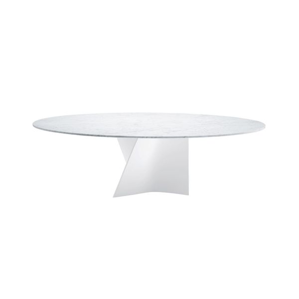 Tavolo rotondo Zanotta Shiki con basamento in Cristalplant®
Piano in marmo bianco di Carrara.
Il colore bianco opaco della base si sposa con il candido marmo di Carrara.